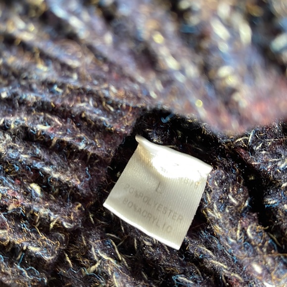 Lumiere, L, crop boxy cut,navy,off shoulder sleeves,acrylic/poly,casual EUC - Picture 3 of 9